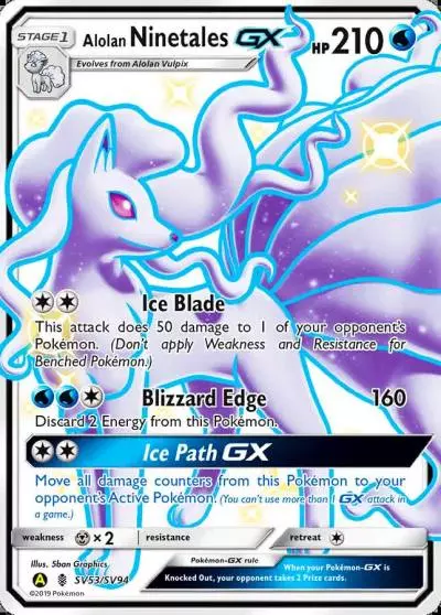 Alolan Ninetales-GX SV53/94 Hidden Fates Shiny Vault Pokemon card