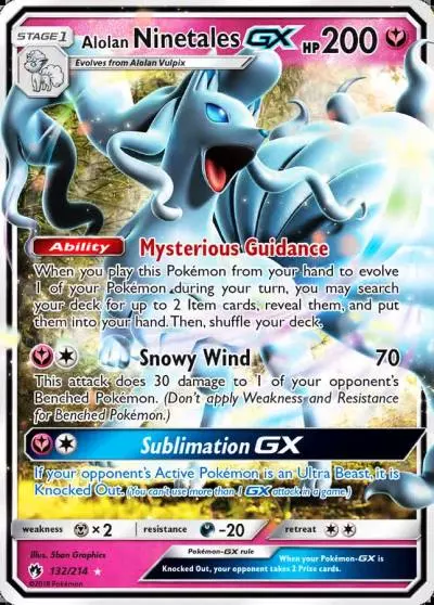 Alolan Ninetales-GX 132/214 Lost Thunder Pokemon card