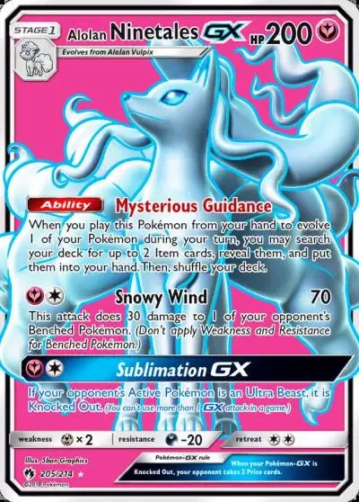 Alolan Ninetales-GX 205/214 Lost Thunder Pokemon card