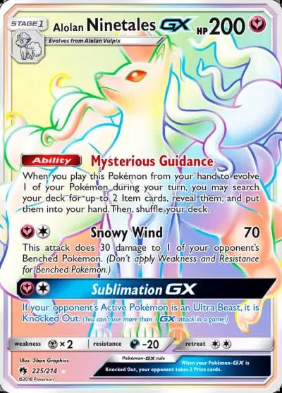 Alolan Ninetales-GX 225/214 Lost Thunder Pokemon card