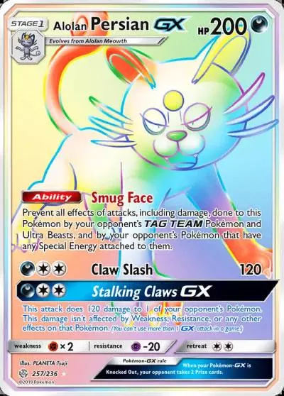 Alolan Persian-GX 257/236 Cosmic Eclipse Pokemon card