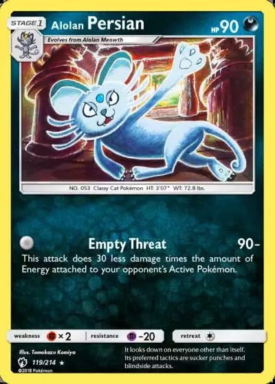 Alolan Persian 119/214 Lost Thunder Pokemon card
