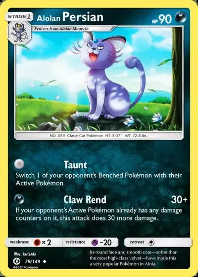 Alolan Persian 79/149 Sun & Moon Pokemon card