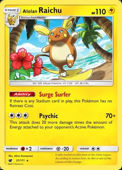 Alolan Raichu 31/111 Crimson Invasion Pokemon card