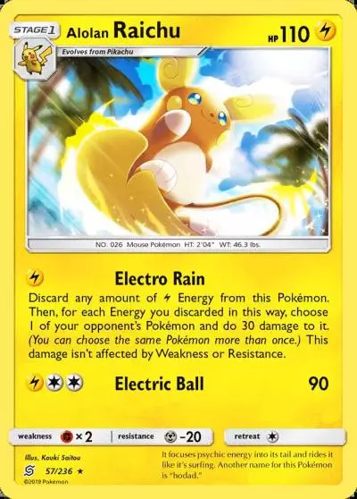 Alolan Raichu 57/236 Unified Minds Pokemon card