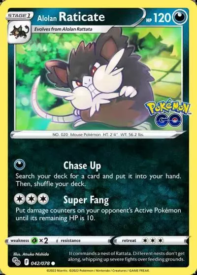 Alolan Raticate 42/78 Pokémon GO Pokemon card