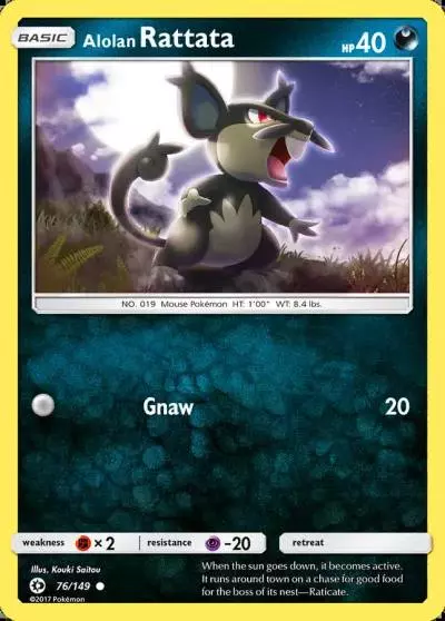 Alolan Rattata 76/149 Sun & Moon Pokemon card