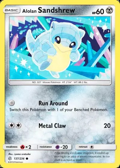 Alolan Sandshrew 137/236 Cosmic Eclipse Pokemon card