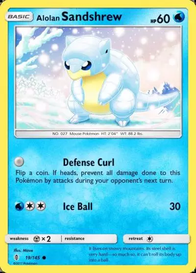Alolan Sandshrew 19/145 Guardians Rising Pokemon card