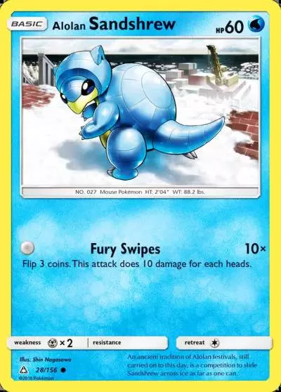 Alolan Sandshrew 28/156 Ultra Prism Pokemon card