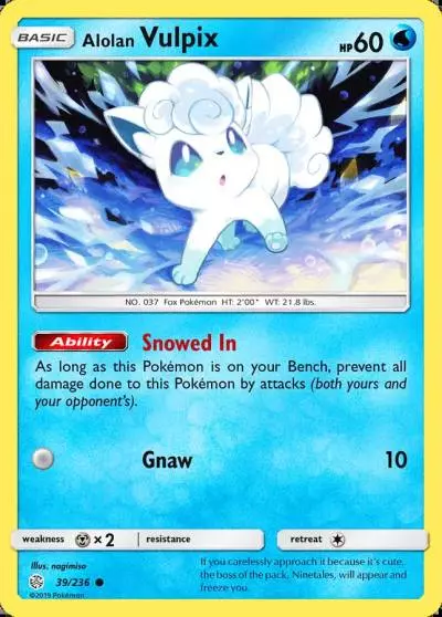 Alolan Vulpix 39/236 Cosmic Eclipse Pokemon card