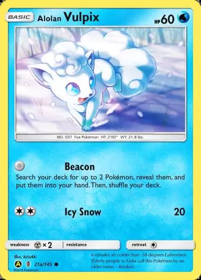 Alolan Vulpix 21a/145 Guardians Rising Pokemon card