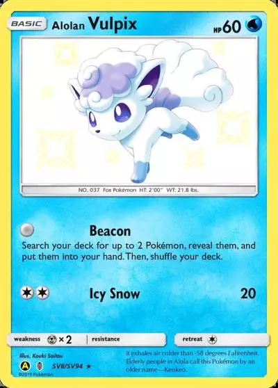 Alolan Vulpix SV8/94 Hidden Fates Shiny Vault Pokemon card