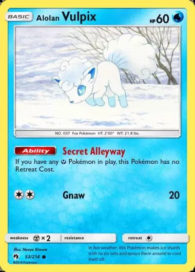 Alolan Vulpix 53/214 Lost Thunder Pokemon card