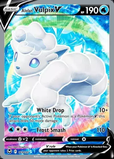 Alolan Vulpix V 173/195 Silver Tempest Pokemon card