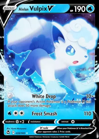 Alolan Vulpix V 33/195 Silver Tempest Pokemon card