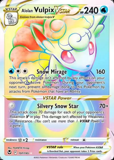 Alolan Vulpix VSTAR 197/195 Silver Tempest Pokemon card