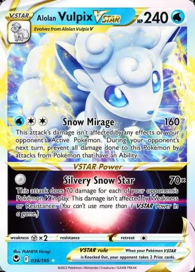 Alolan Vulpix VSTAR 34/195 Silver Tempest Pokemon card