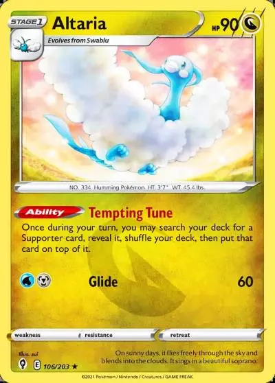 Altaria 106/203 Evolving Skies Pokemon card