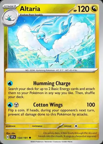 Altaria 134/191 Surging Sparks Pokemon card