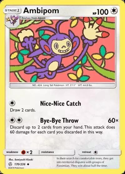 Ambipom 170/236 Cosmic Eclipse Pokemon card