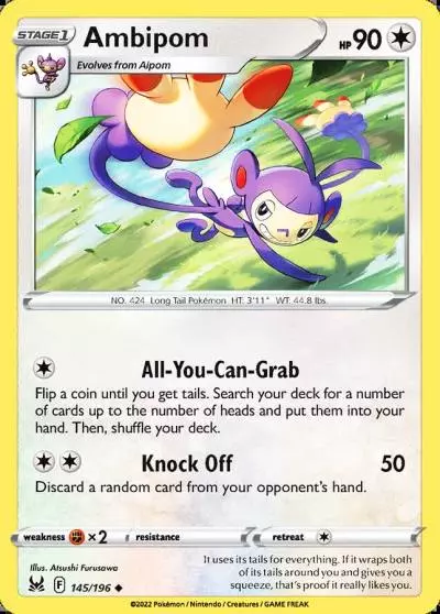 Ambipom 145/196 Lost Origin Pokemon card