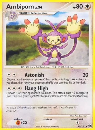 Ambipom 35/100 Majestic Dawn Pokemon card