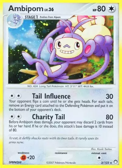 Ambipom 3/123 Mysterious Treasures Pokemon card