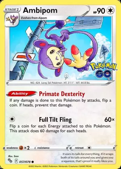 Ambipom 57/78 Pokémon GO Pokemon card