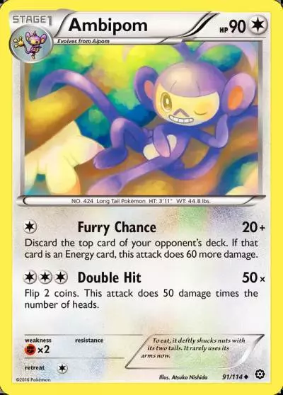 Ambipom 91/114 Steam Siege Pokemon card