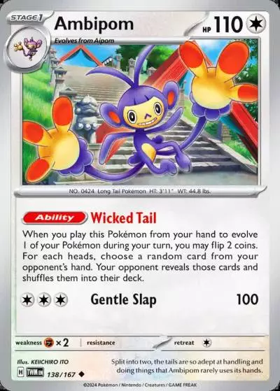 Ambipom 138/167 Twilight Masquerade Pokemon card