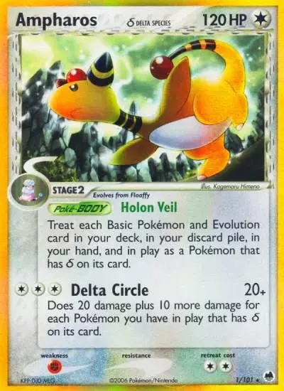 Ampharos δ 1/101 Dragon Frontiers Pokemon card