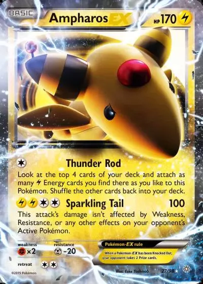 Ampharos-EX 27/98 Ancient Origins Pokemon card