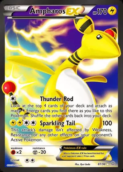 Ampharos-EX 87/98 Ancient Origins Pokemon card