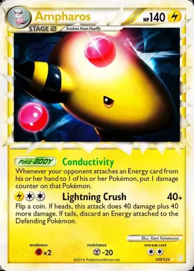 Ampharos 105/123 HeartGold & SoulSilver Pokemon card