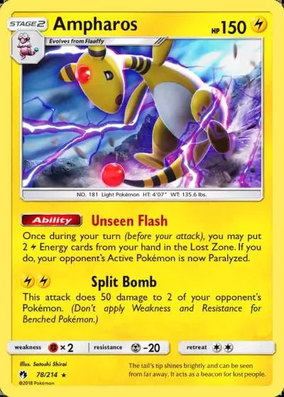 Ampharos 78/214 Lost Thunder Pokemon card