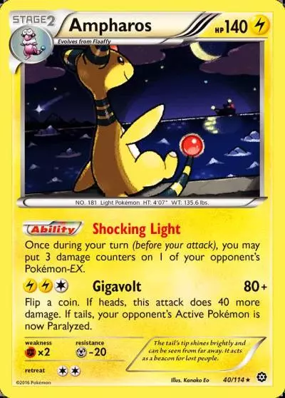 Ampharos 40/114 Steam Siege Pokemon card