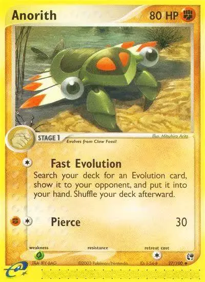 Anorith 27/100 Sandstorm Pokemon card