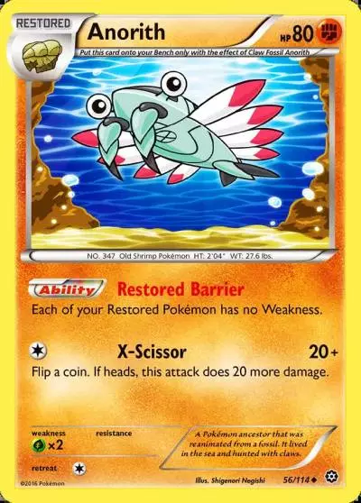 Anorith 56/114 Steam Siege Pokemon card