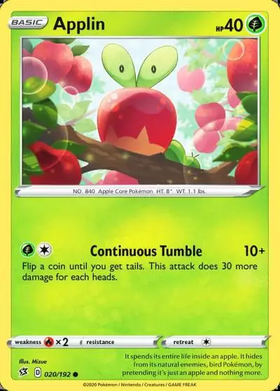 Applin 20/192 Rebel Clash Pokemon card
