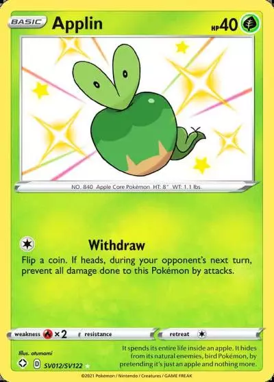 Applin SV012/122 Shining Fates Shiny Vault Pokemon card