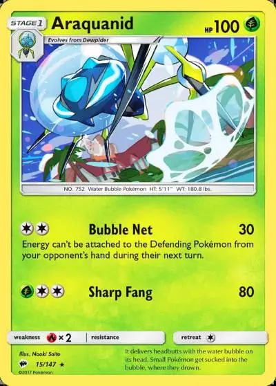 Araquanid 15/147 Burning Shadows Pokemon card