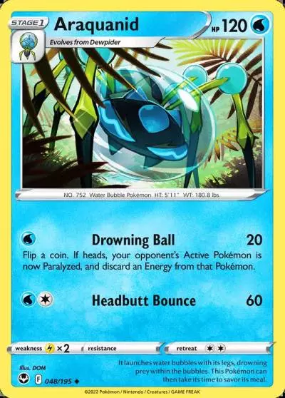 Araquanid 48/195 Silver Tempest Pokemon card