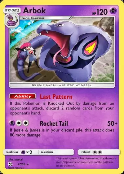 Arbok 27/68 Hidden Fates Pokemon card