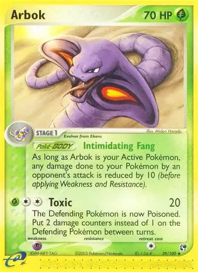 Arbok 29/100 Sandstorm Pokemon card