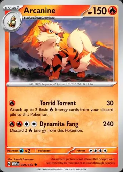 Arcanine 59/165 151 Pokemon card