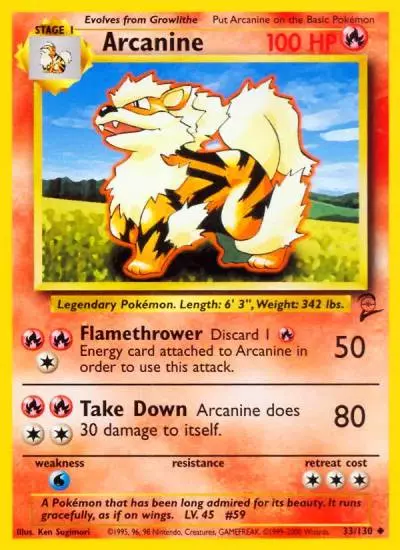 Arcanine 33/130 Base Set 2 Pokemon card