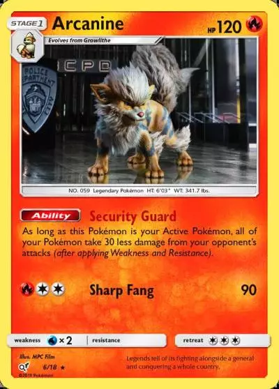 Arcanine 6/18 Detective Pikachu Pokemon card