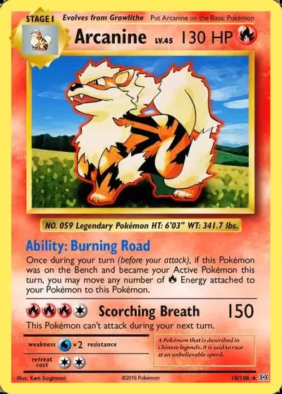 Arcanine 18/108 Evolutions Pokemon card