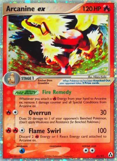 Arcanine ex 83/92 Legend Maker Pokemon card